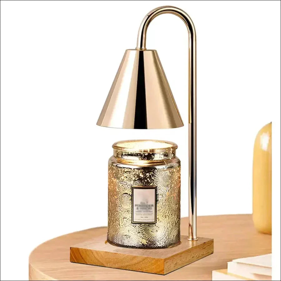 NOUVEAU RICHE Kerzenwärmer Lampe mit Dimmer & Timer – Candle Warmer aus Holz & Metall für Duftkerzen, ohne offene Flamme, GU10, Weiss, Schwarz, Braun