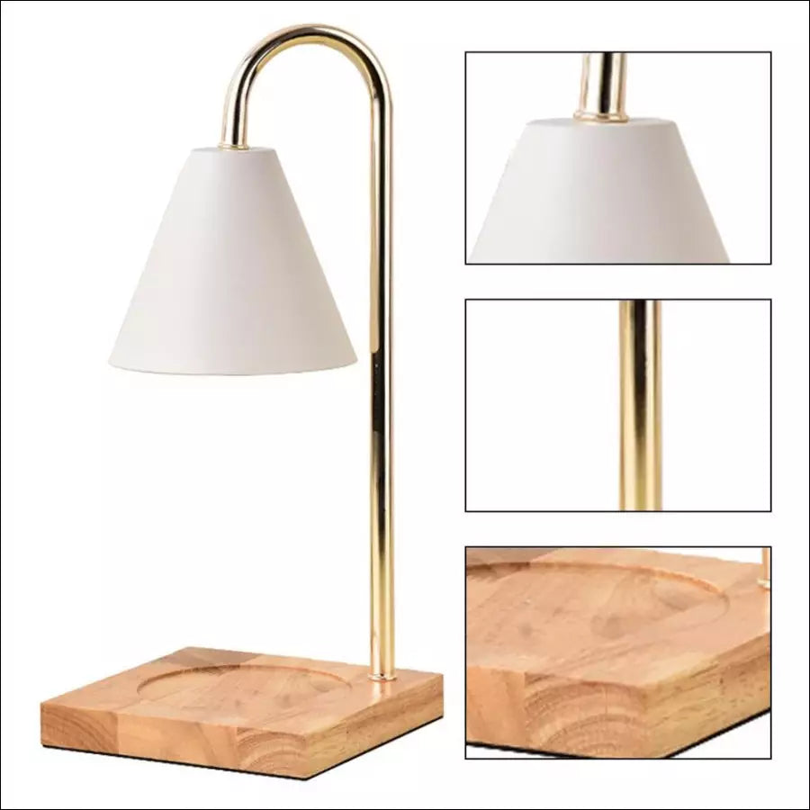 NOUVEAU RICHE Kerzenwärmer Lampe mit Dimmer & Timer – Candle Warmer aus Holz & Metall für Duftkerzen, ohne offene Flamme, GU10, Weiss, Schwarz, Braun