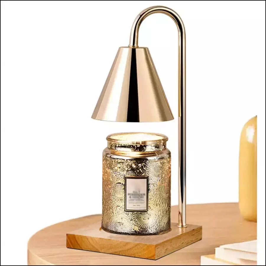 NOUVEAU RICHE Kerzenwärmer Lampe mit Dimmer & Timer – Candle Warmer aus Holz & Metall für Duftkerzen, ohne offene Flamme, GU10, Weiss, Schwarz, Braun