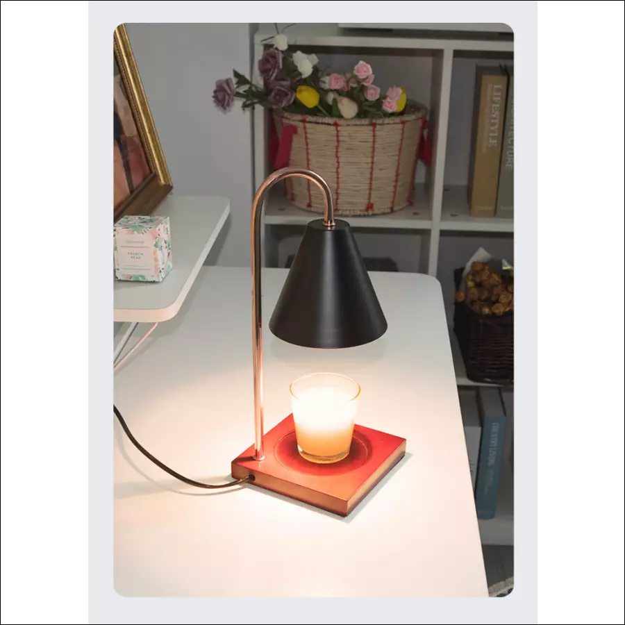 NOUVEAU RICHE Kerzenwärmer Lampe mit Dimmer & Timer – Candle Warmer aus Holz & Metall für Duftkerzen, ohne offene Flamme, GU10, Weiss, Schwarz, Braun Schwarz
