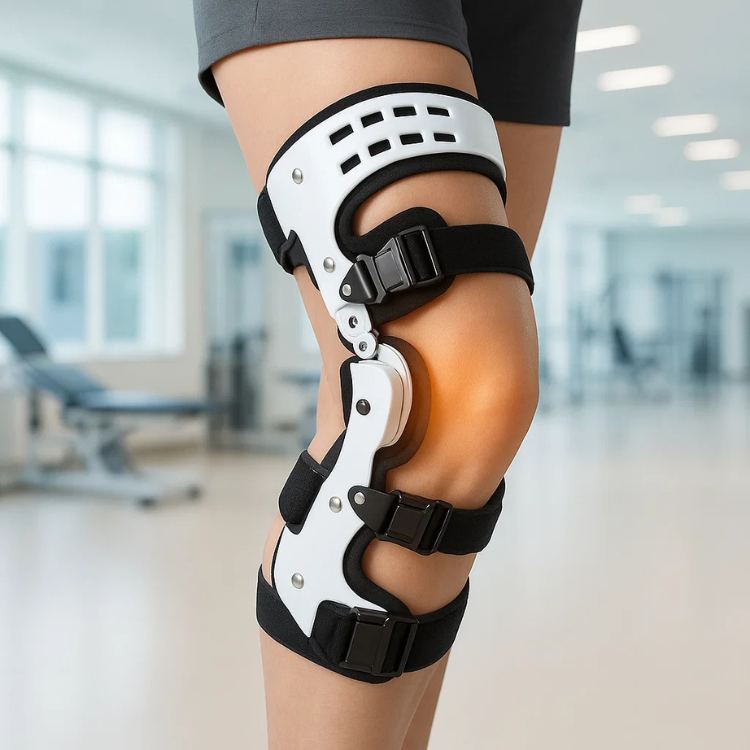 Ginocchiera ortopedica – Supporto per ginocchio alleviante con sostegno regolabile, sinistra o destra, taglia unica – ArthroGuard