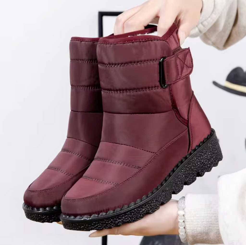NOUVEAU RICHE Winterstiefel Wasserdicht Rutschfest Damen Baumwollfutter Rot
