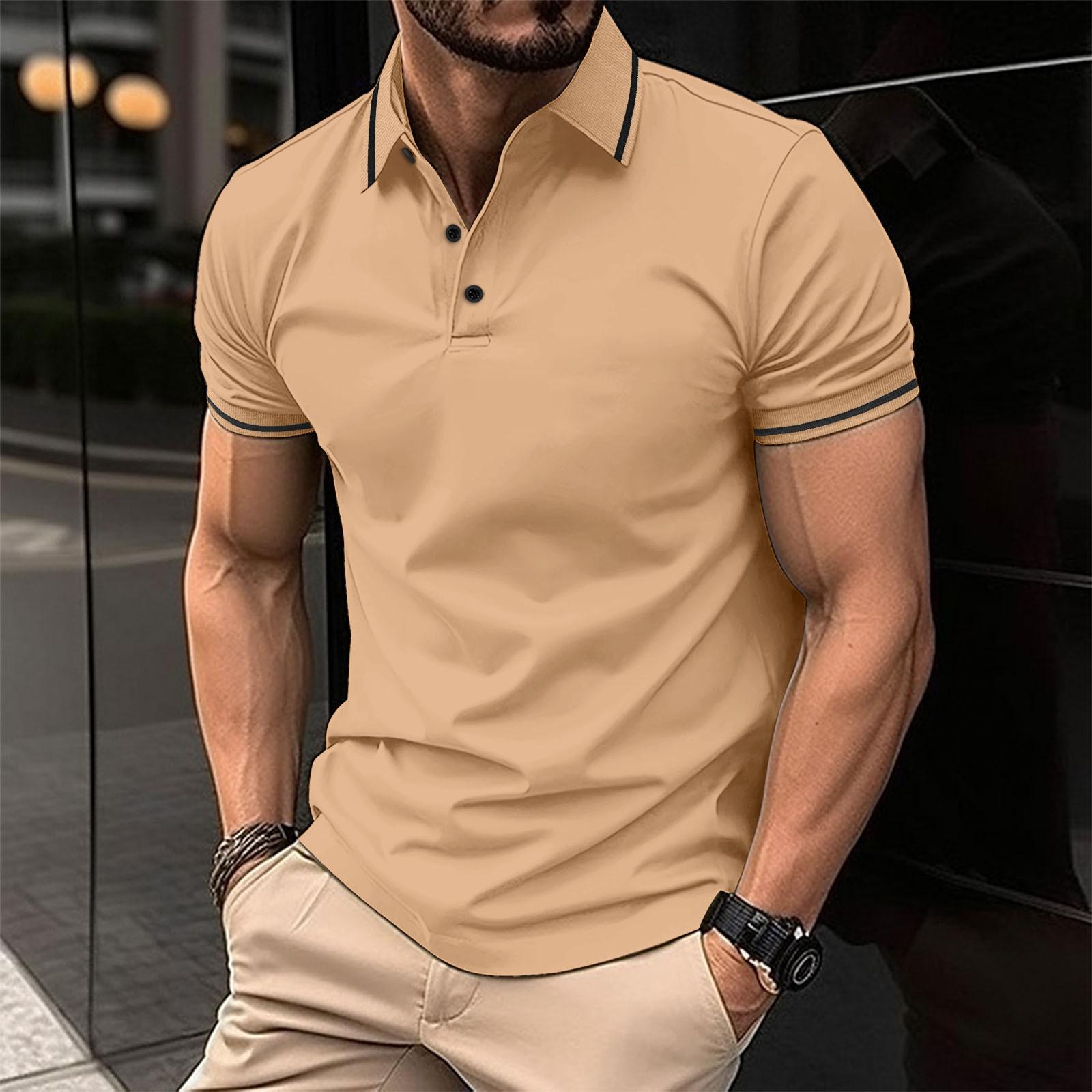 NOUVEAU RICHE Kurzarm Polohemd Für Herren Aus Baumwolle Atmungsaktiv Khaki