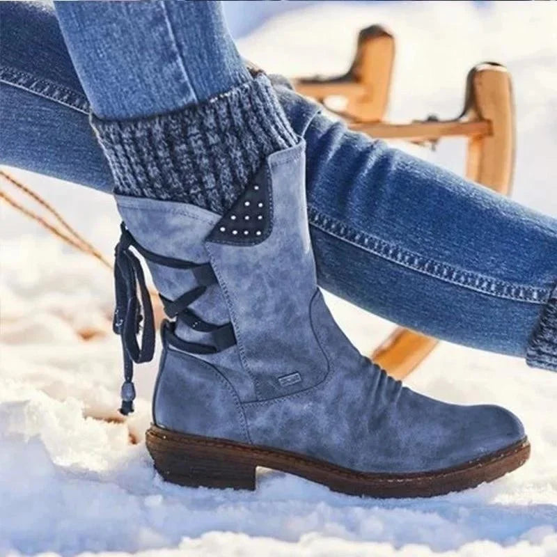 NOUVEAU RICHE Winterschuhe Damen Warm Gefüttert Rutschfeste Sohle Größe 38 Blau