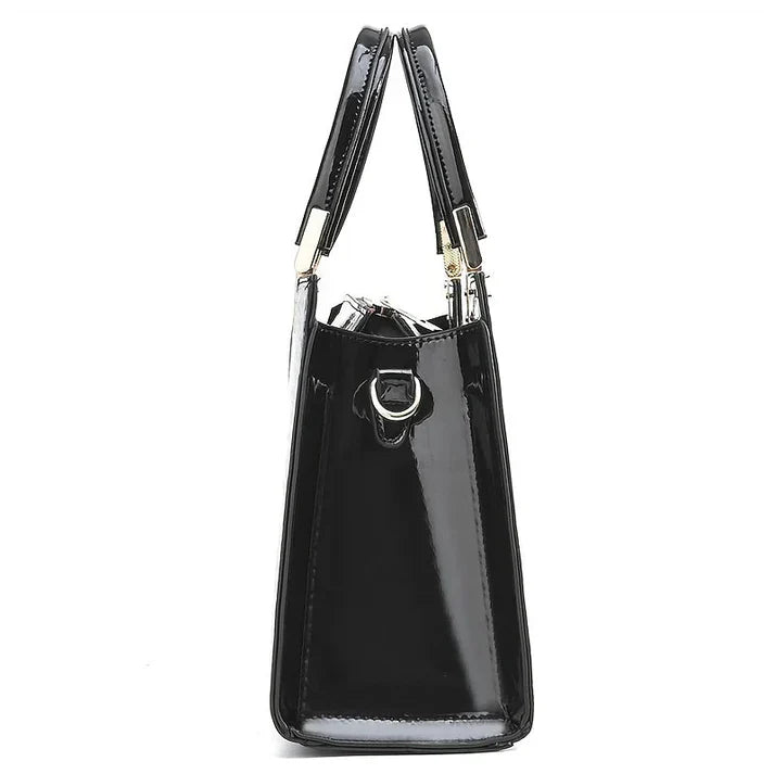 NOUVEAU RICHE Damen Handtasche – Glänzende Tasche mit Schlankem Stilvollem Design