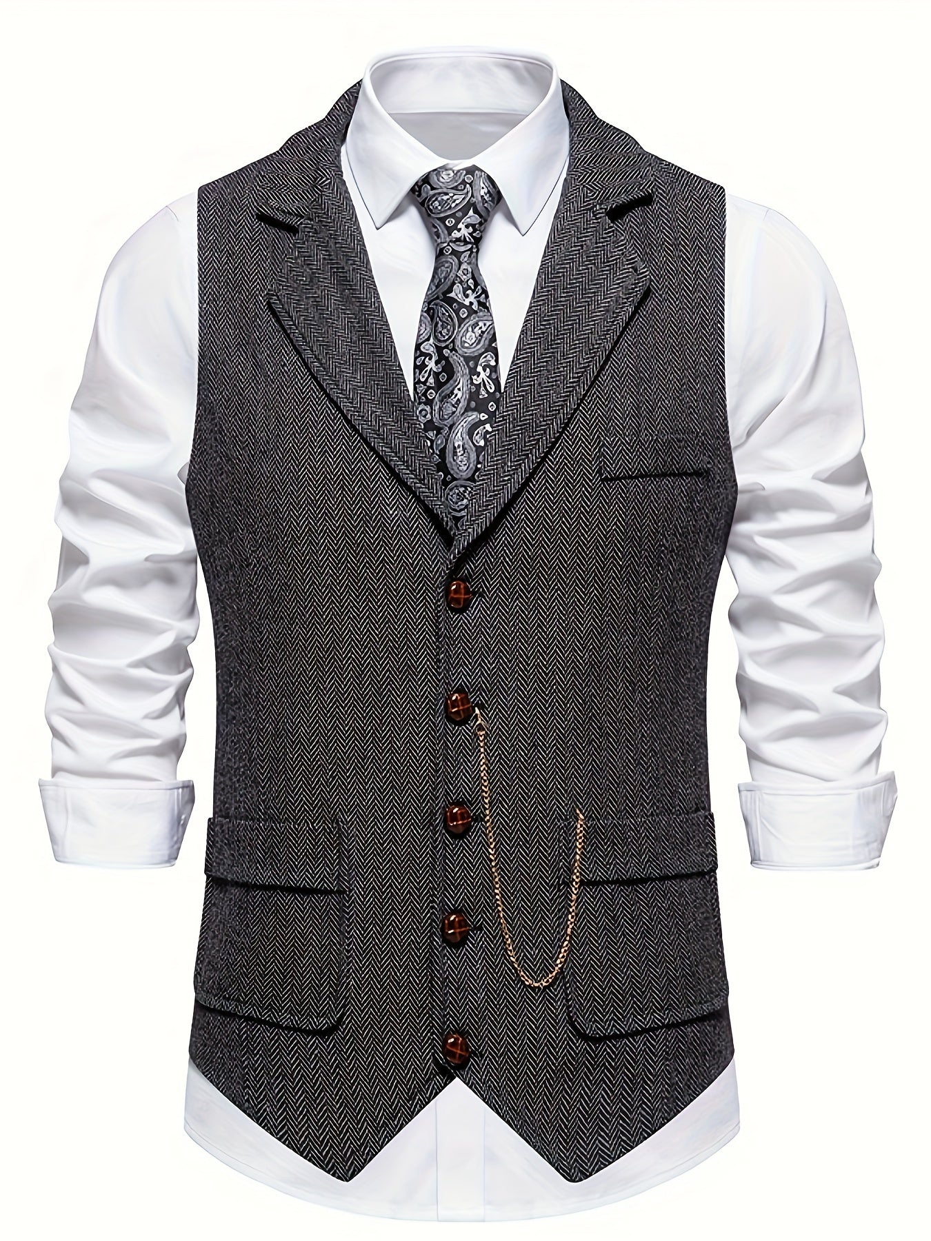 NOUVEAU RICHE Weste Herren Klassische Elegante Zeitlose Formelle Kleidung Tiefgrau