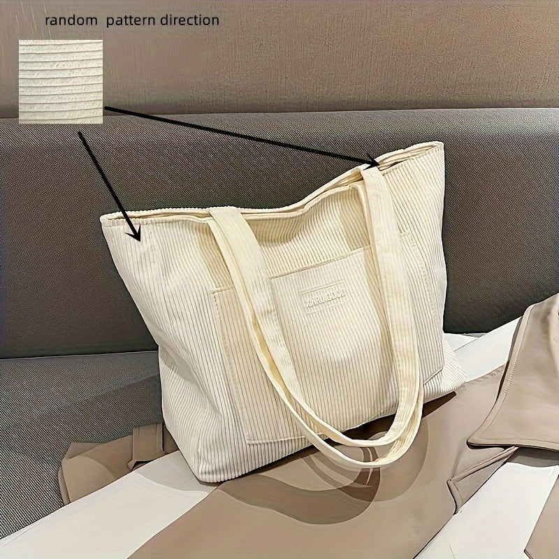 NOUVEAU RICHE Damen Cordstoff Tasche – Stilvolle Tasche für Ordnung und Alltag Weiß