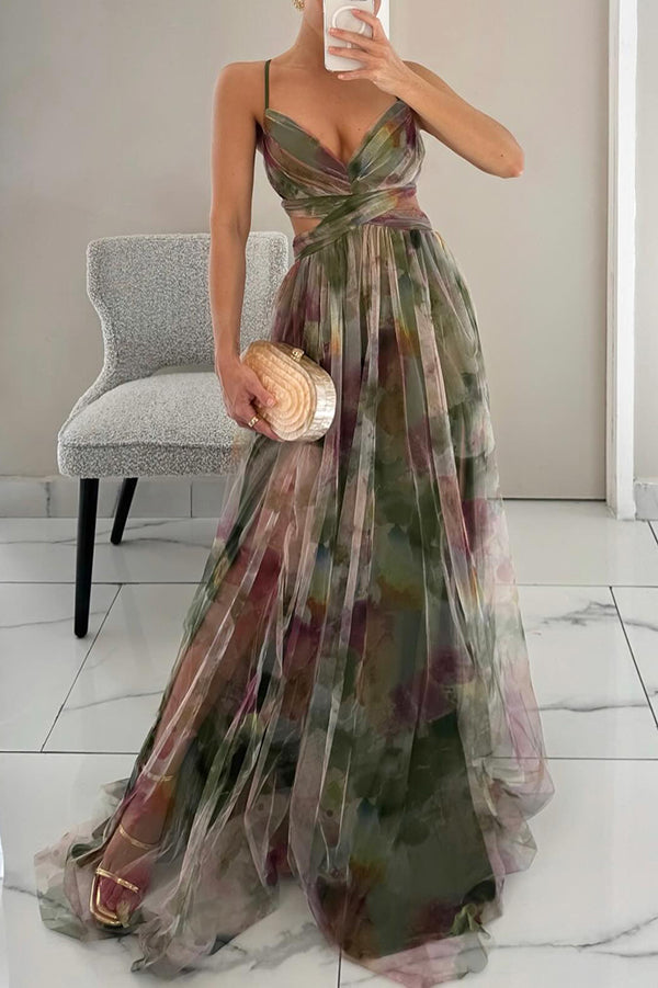 NOUVEAU RICHE Damen Maxikleid Für Hochzeitsgäste Mit V Ausschnitt Grün