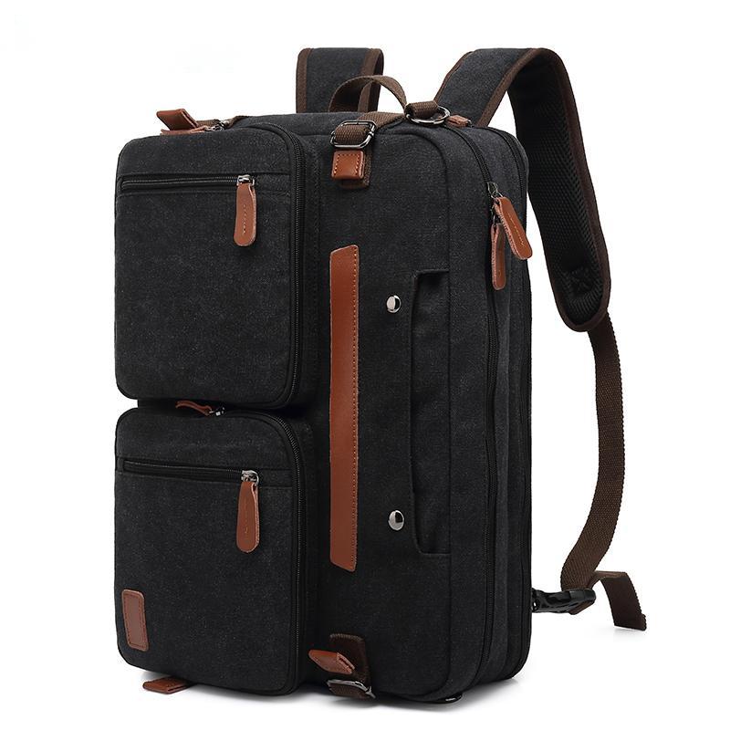 NOUVEAU RICHE Unisex Wasserdichter Umhänge-Rucksack & Reisetasche - Langlebig & Vielseitig - Backpack Canvas Schwarz