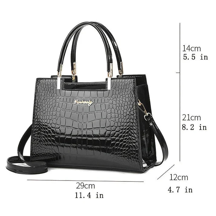 NOUVEAU RICHE Damen Handtasche – Glänzende Tasche mit Schlankem Stilvollem Design