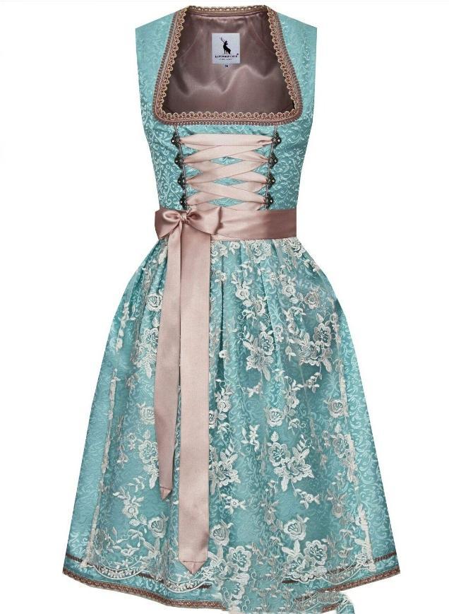 NOUVEAU RICHE Dirndl Kleid Retro Stil Trachten Outfit Oktoberfest Größe Blau