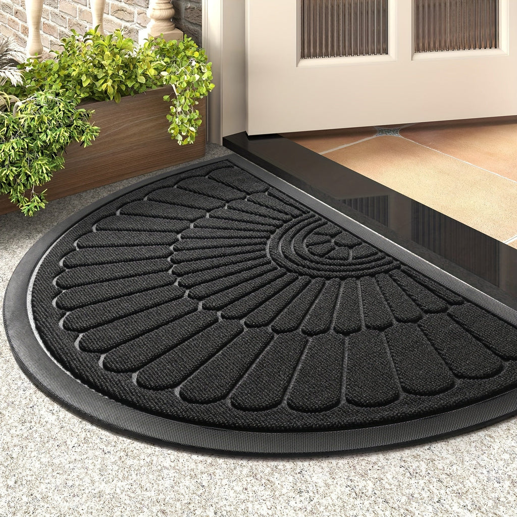 NOUVEAU RICHE Gummi Fussmatte halbrund – Strapazierfähige Schmutzfangmatte für aussen & innen, 3 Farben, 43x75 oder 60x90 cm Schwarz