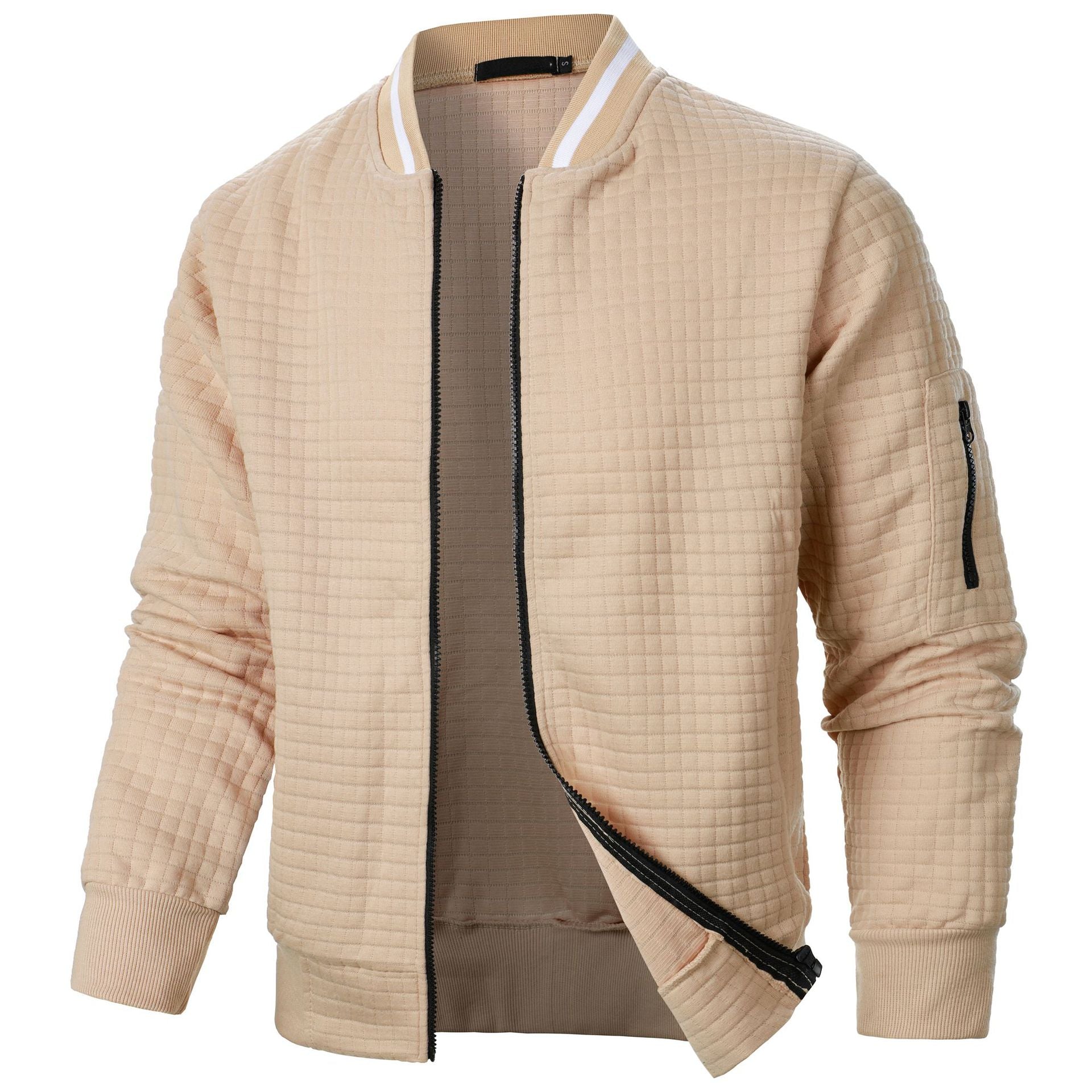 NOUVEAU RICHE Bequemer und warmer Herren Pullover mit Reißverschluss Beige