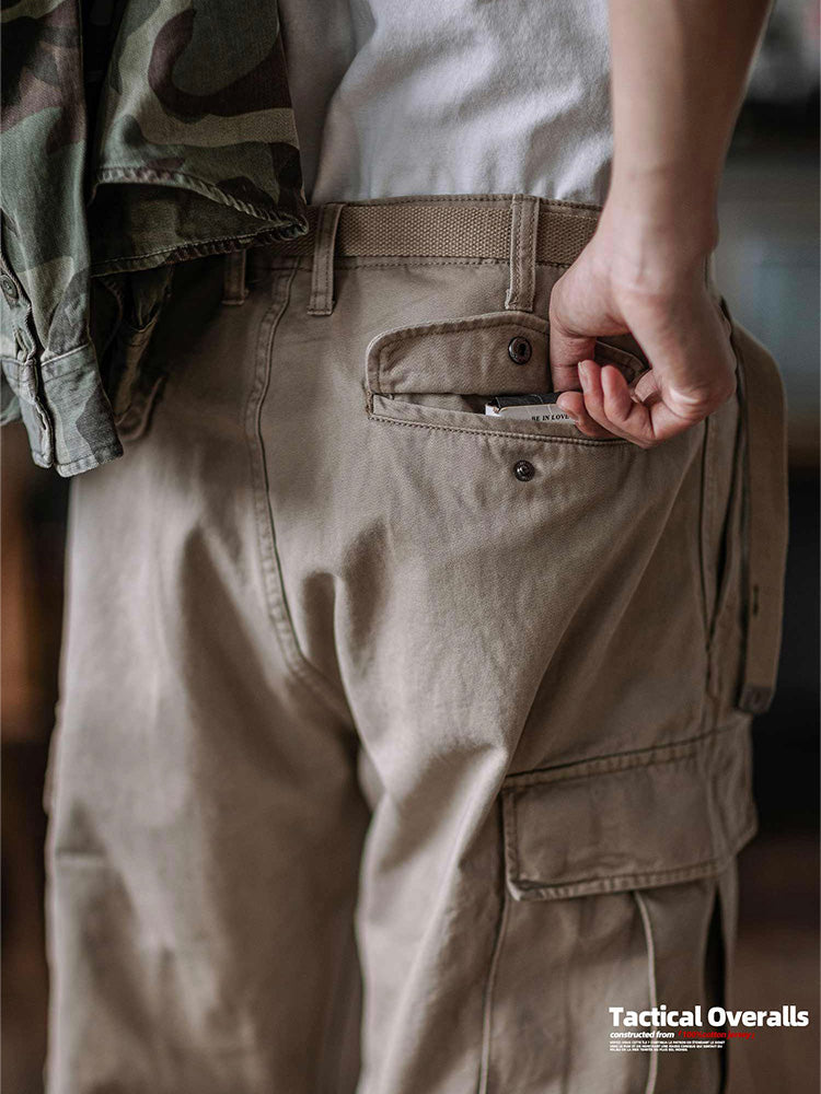 NOUVEAU RICHE Herren Gewaschene Taktische Cargo-Hosen Mit Gürtel Aus Baumwoll-Twill In Lockere Passform Mit Elastischen Bündchen Und 2 Großen Cargo-Taschen