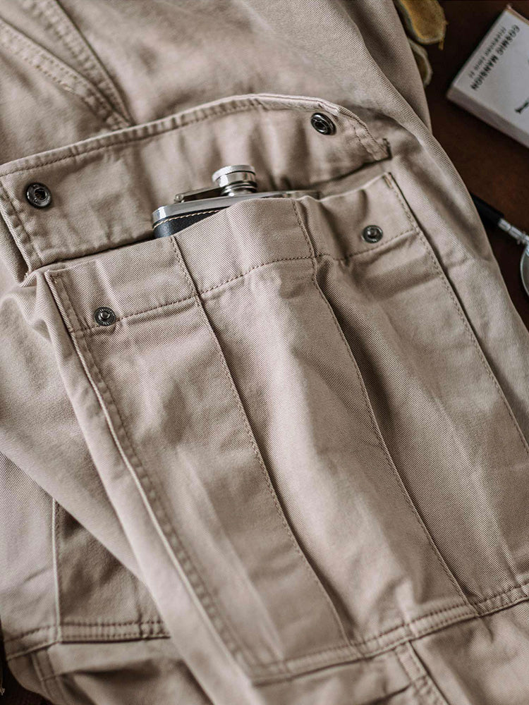 NOUVEAU RICHE Herren Gewaschene Taktische Cargo-Hosen Mit Gürtel Aus Baumwoll-Twill In Lockere Passform Mit Elastischen Bündchen Und 2 Großen Cargo-Taschen