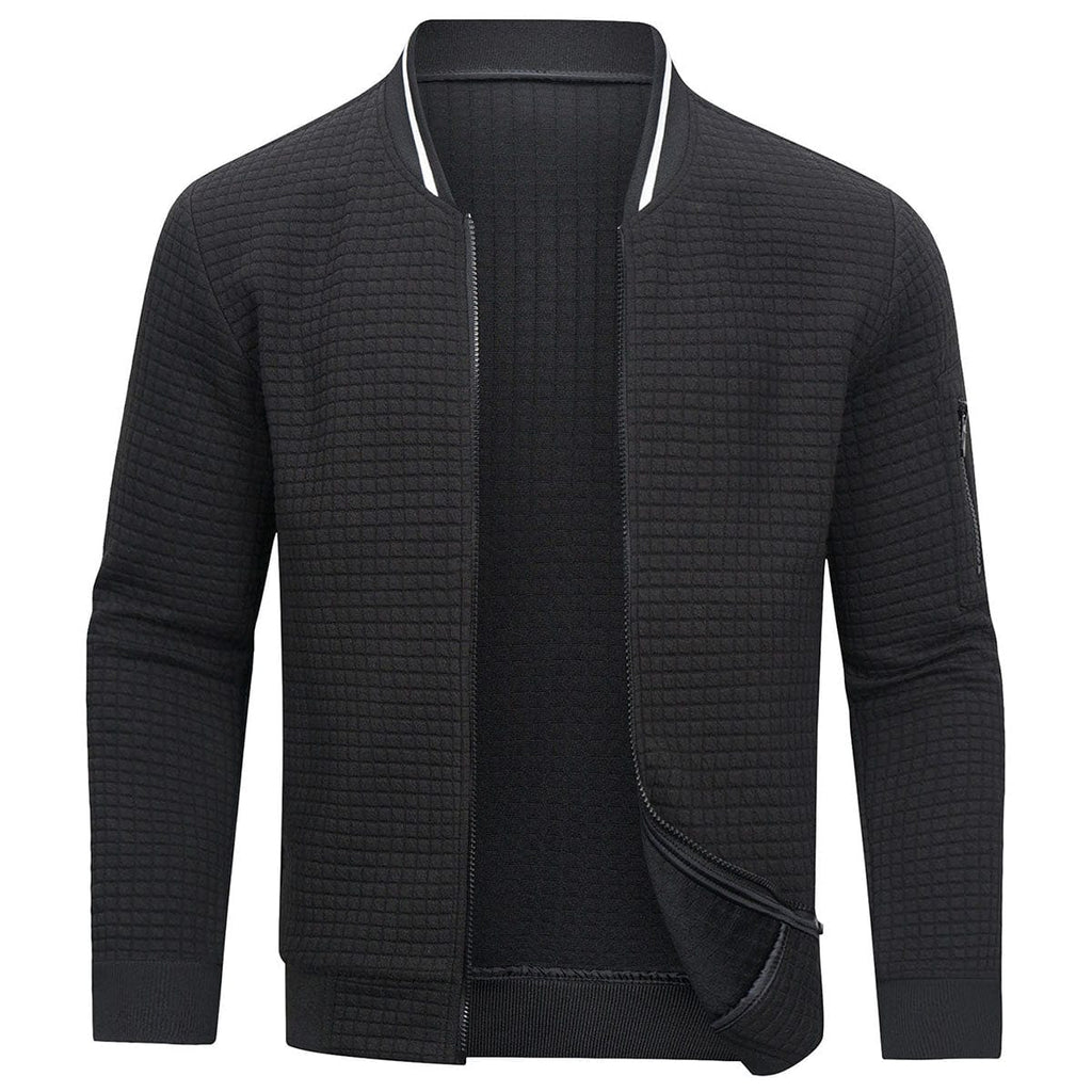 NOUVEAU RICHE Bequemer und warmer Herren Pullover mit Reißverschluss Schwarz