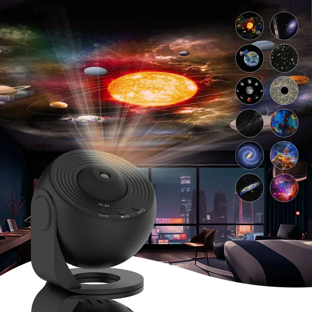 Galaxy-Sternenprojektor – 360° Drehende Sternenhimmel-Lampe mit 13 Motiven, Timer & Dimmbar, Schlafzimmer