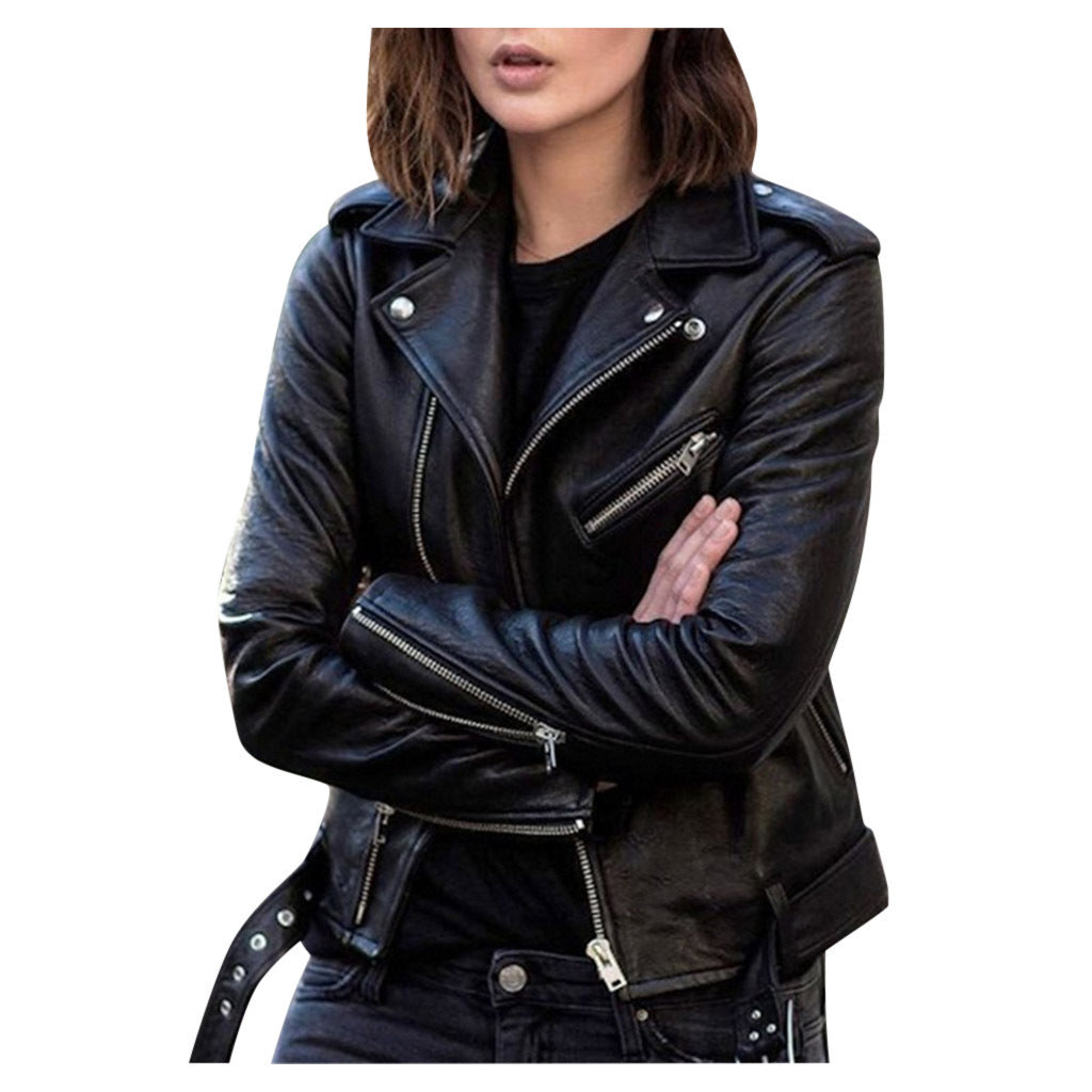 NOUVEAU RICHE Bikerjacke Damen Mit Reißverschluss Moderner Alltagslook Schwarz
