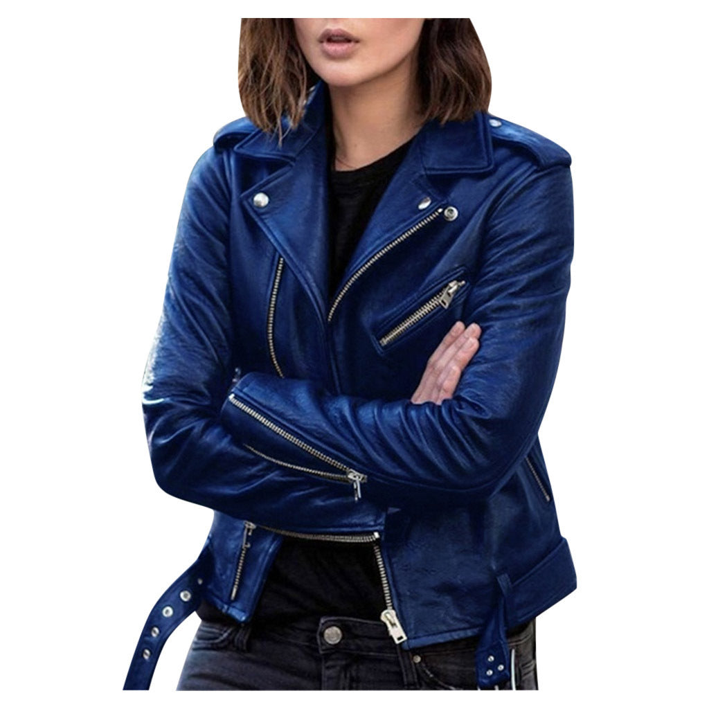 NOUVEAU RICHE Bikerjacke Damen Mit Reißverschluss Moderner Alltagslook Dunkelblau