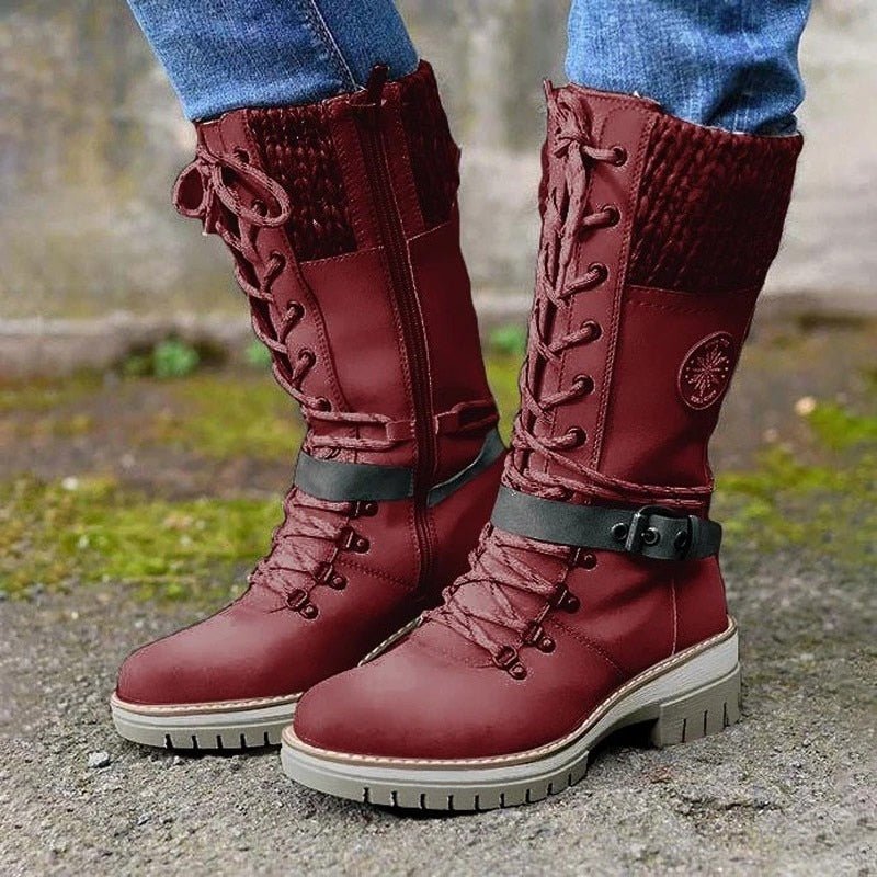 NOUVEAU RICHE Damenstiefel Mit Rutschfester Sohle Wärme Futter Herbst Rot
