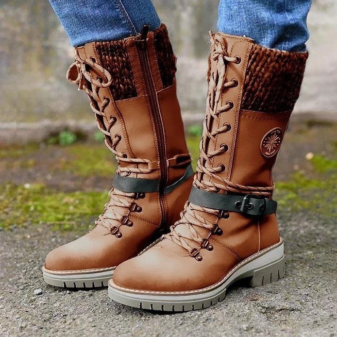 NOUVEAU RICHE Damenstiefel Mit Rutschfester Sohle Wärme Futter Herbst Braun
