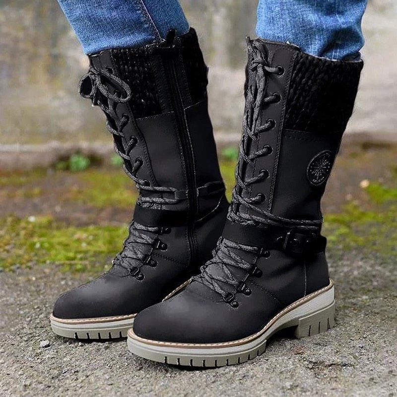 NOUVEAU RICHE Damenstiefel Mit Rutschfester Sohle Wärme Futter Herbst Schwarz