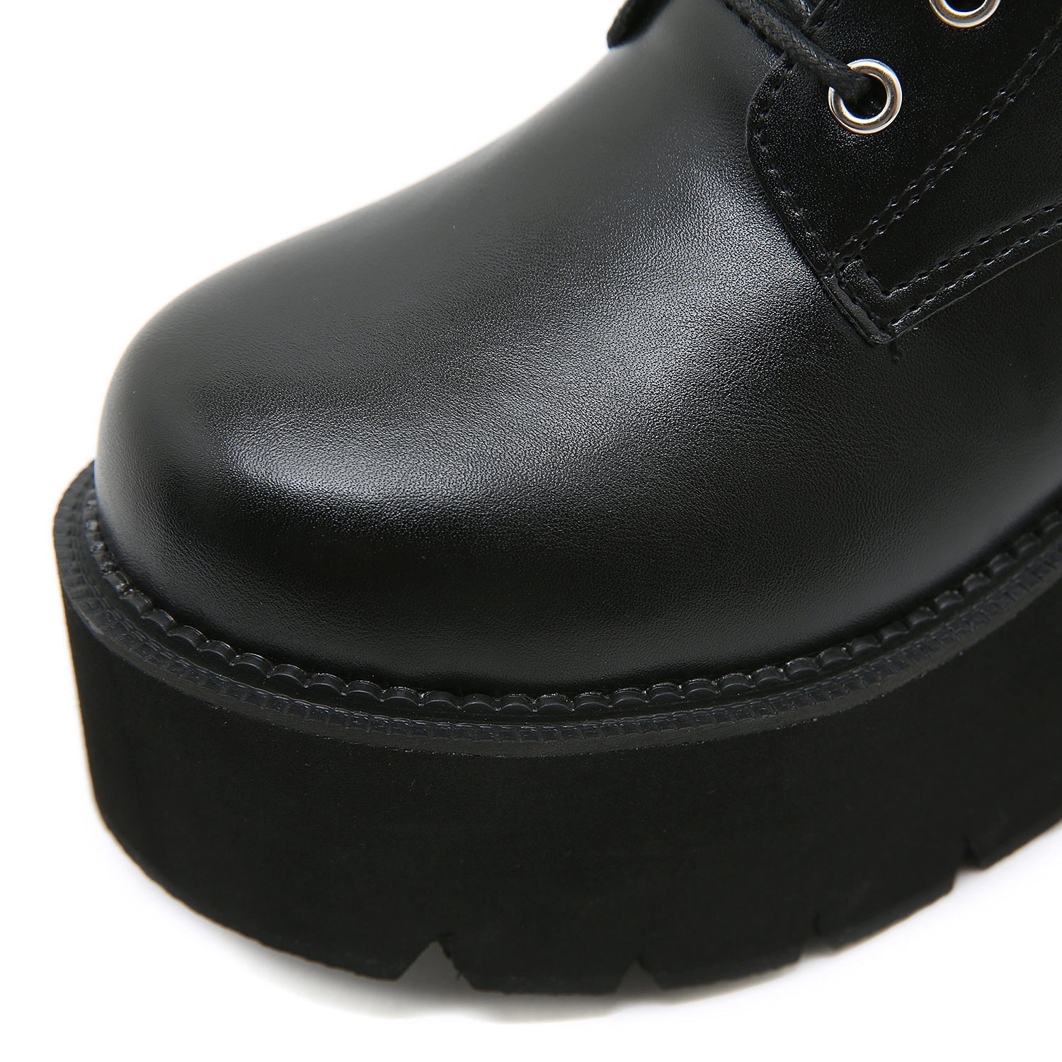 NOUVEAU RICHE Damen Schwarze Stiefel Mit Hohen Absätzen Im Martens-Stil