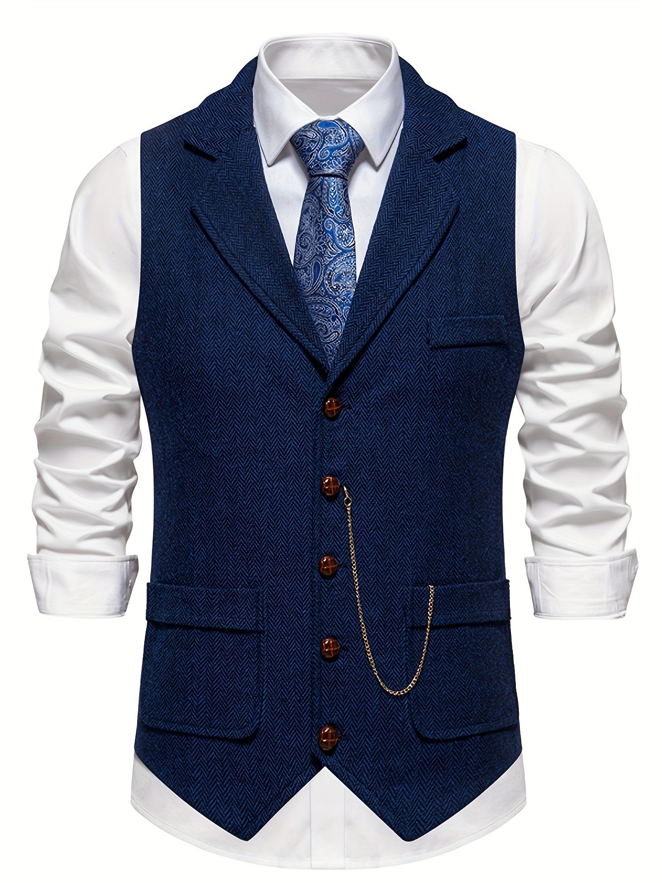 NOUVEAU RICHE Weste Herren Klassische Elegante Zeitlose Formelle Kleidung Blau
