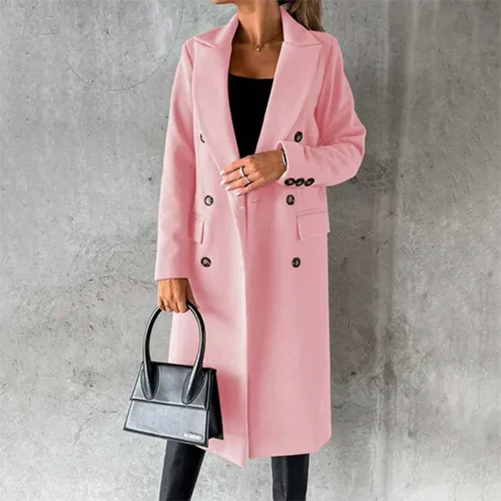 NOUVEAU RICHE Damen Winter Lang Trenchmantel Mit Wärme Lange Silhouette Rosa