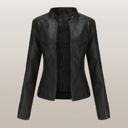 NOUVEAU RICHE Damen Jacke Elegante Reißverschluss Taillierter Schnitt Schwarz