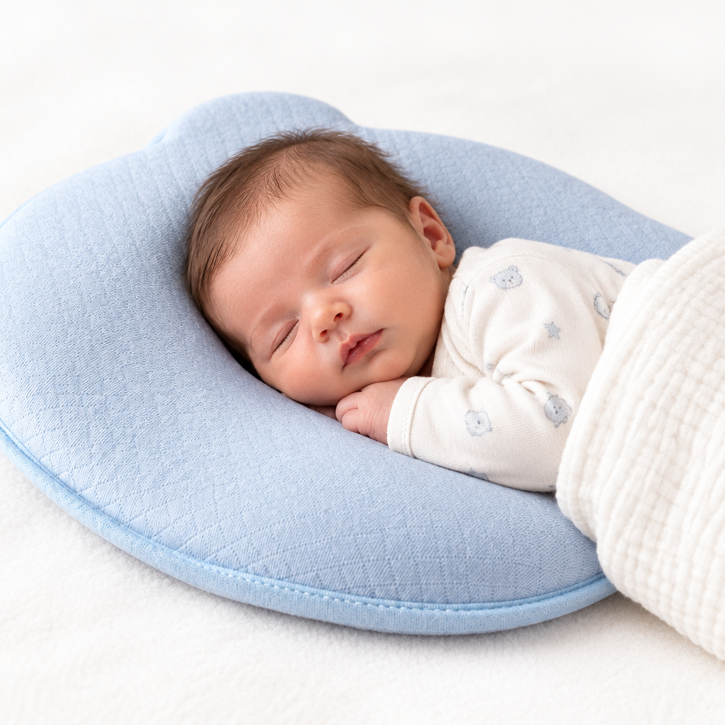 NOUVEAU RICHE Baby-Kopfstützkissen mit Memory-Schaum – Kinderwagen Kissen für Nickerchen, atmungsaktiver Stoff, 4 Farben