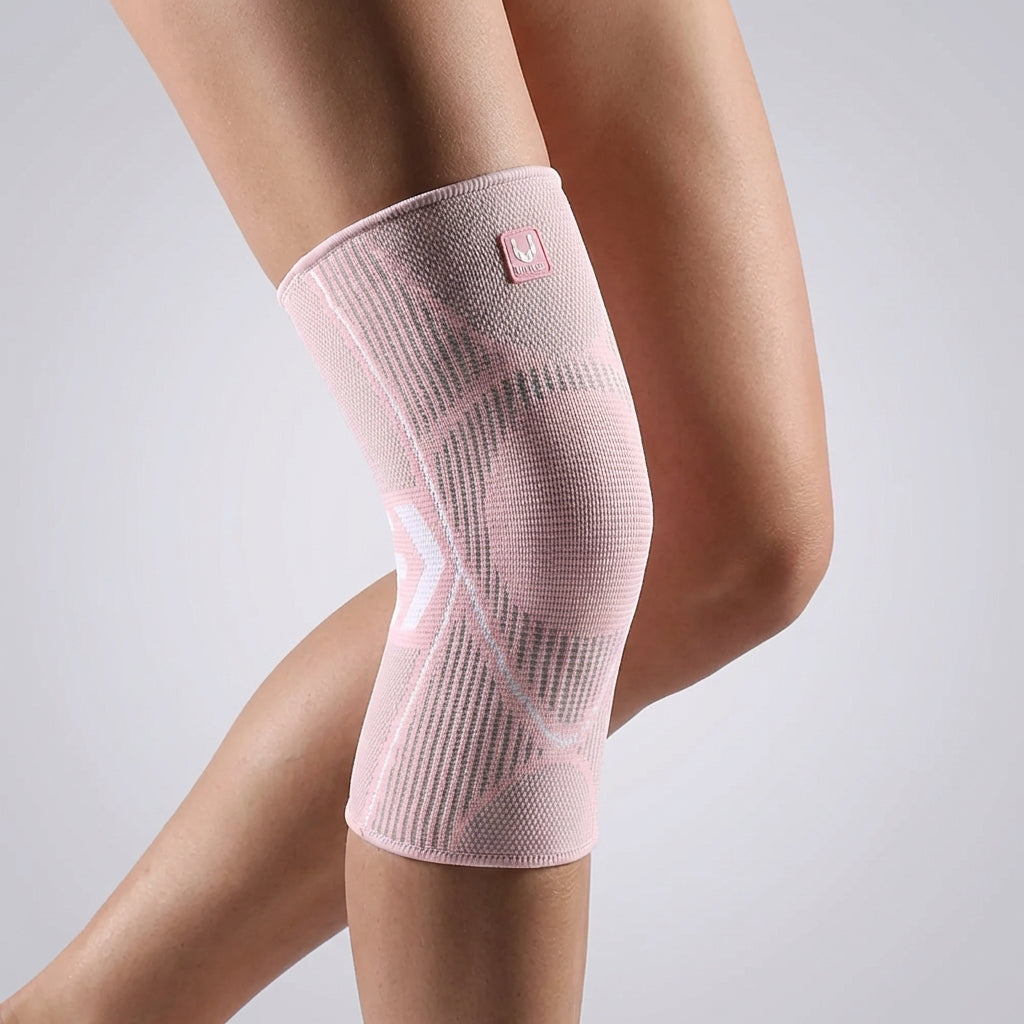 NOUVEAU RICHE Kompressions-Knie-Bandage - Elastische Kniestütze bei Arthritis, Laufen & Gelenkschmerzen Pink