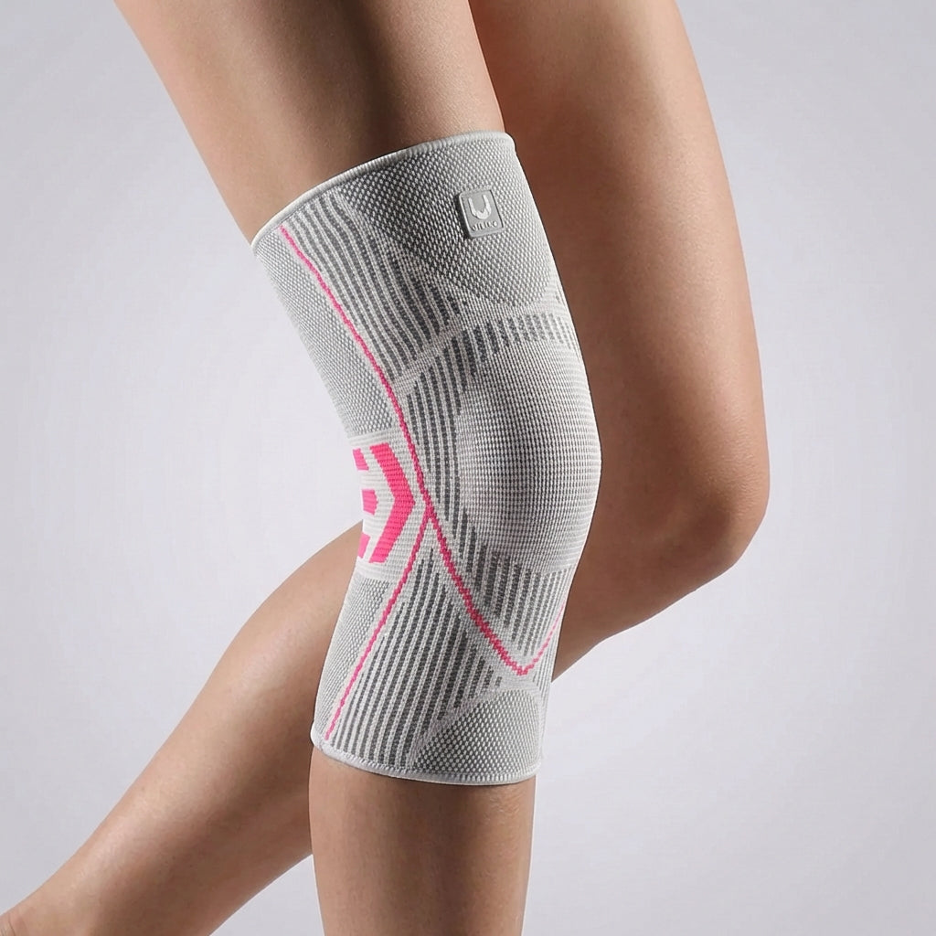 NOUVEAU RICHE Kompressions-Knie-Bandage - Elastische Kniestütze bei Arthritis, Laufen & Gelenkschmerzen Grau