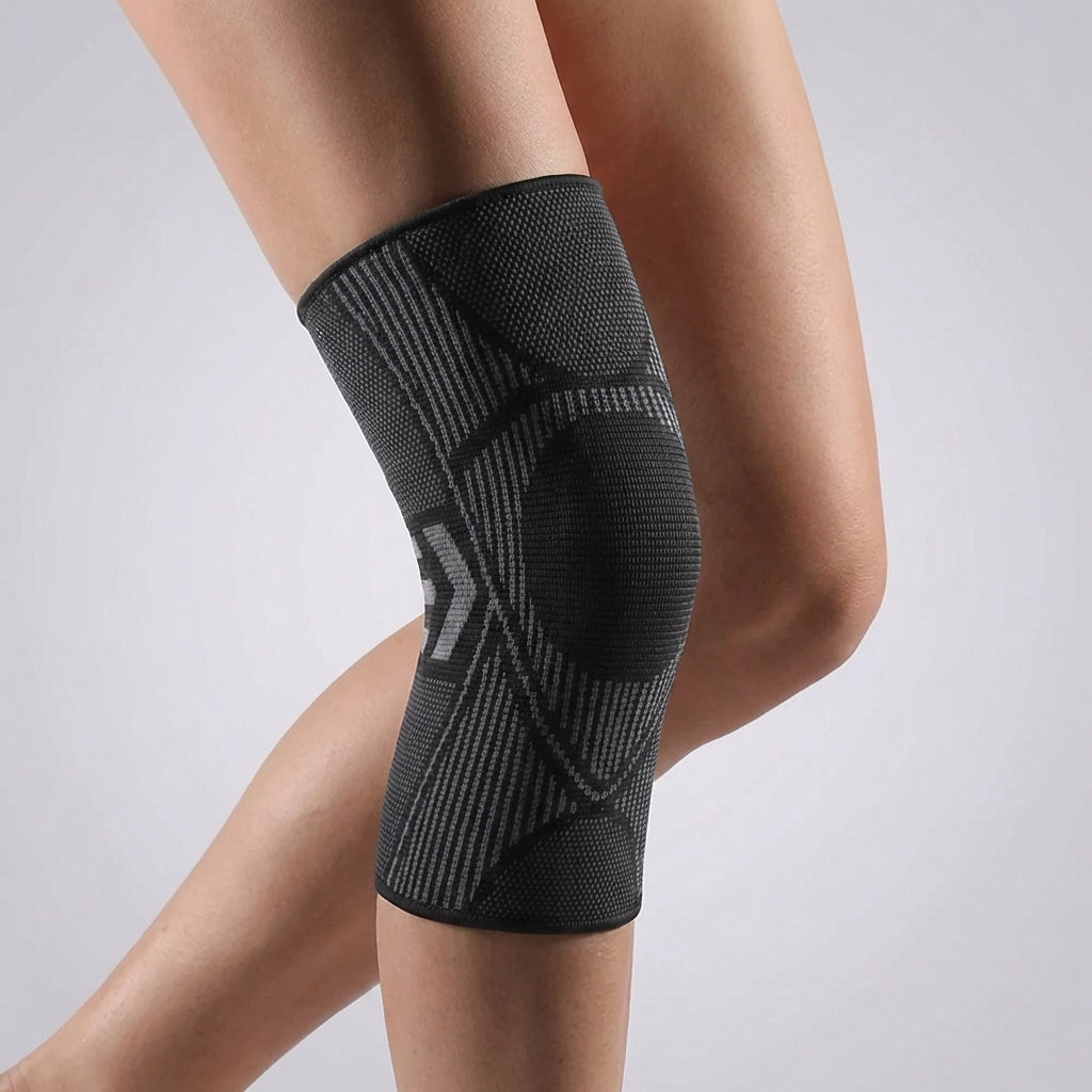 NOUVEAU RICHE Kompressions-Knie-Bandage - Elastische Kniestütze bei Arthritis, Laufen & Gelenkschmerzen Schwarz
