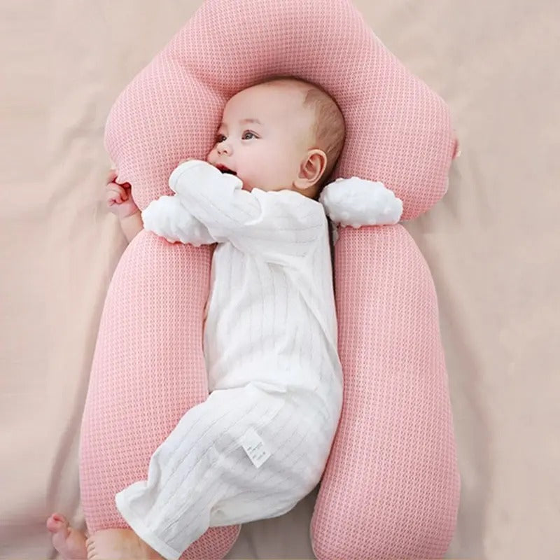NOUVEAU RICHE Ergonomisches Babykissen mit verstellbarer Stütze – Wendbares Komfortkissen 65 × 42 cm, waschbar – 0–12 Monate (nur unter Aufsicht)