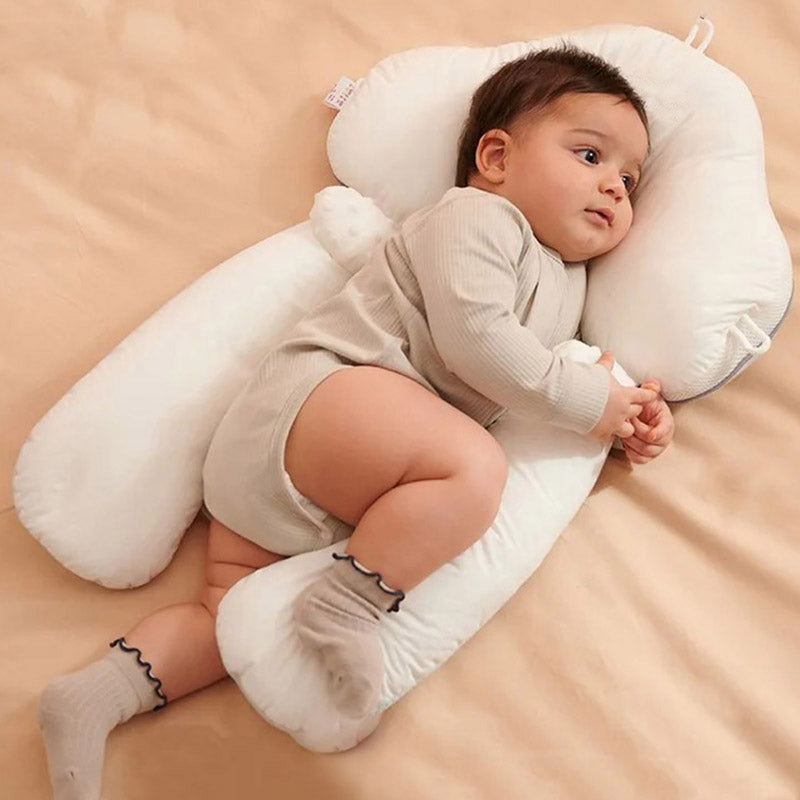 NOUVEAU RICHE Ergonomisches Babykissen mit verstellbarer Stütze – Wendbares Komfortkissen 65 × 42 cm, waschbar – 0–12 Monate (nur unter Aufsicht)