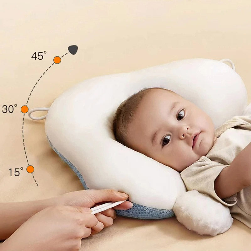 NOUVEAU RICHE Ergonomisches Babykissen mit verstellbarer Stütze – Wendbares Komfortkissen 65 × 42 cm, waschbar – 0–12 Monate (nur unter Aufsicht)
