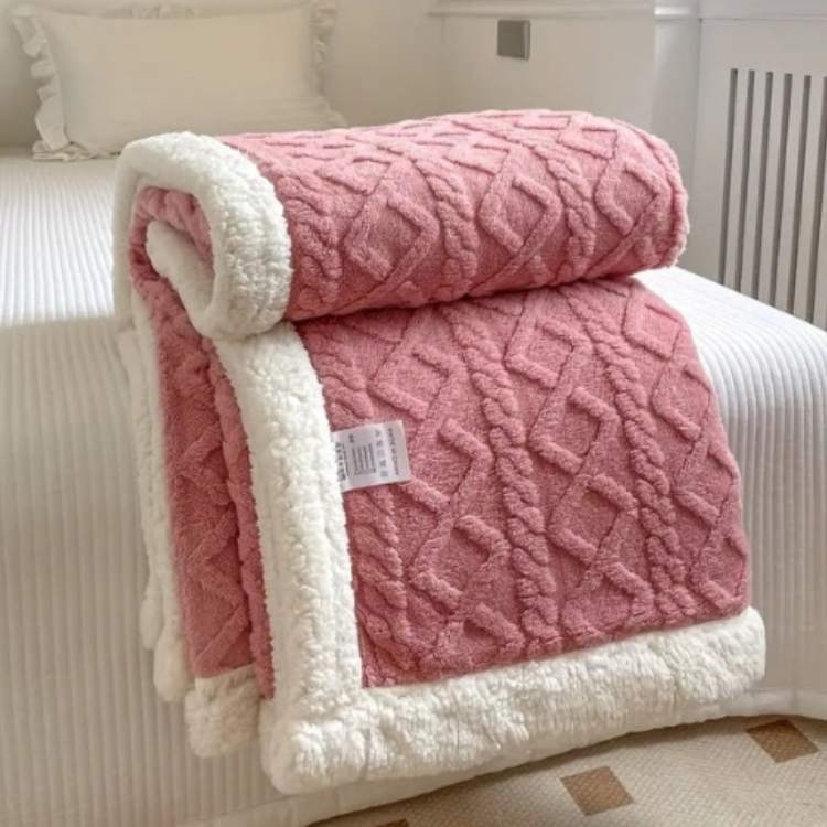 NOUVEAU RICHE Sherpa Gewichtsdecke 150x200 cm – Warme Fleece Kuscheldecke für Bett & Sofa, 3 Grössen, 9 Farben Rosa