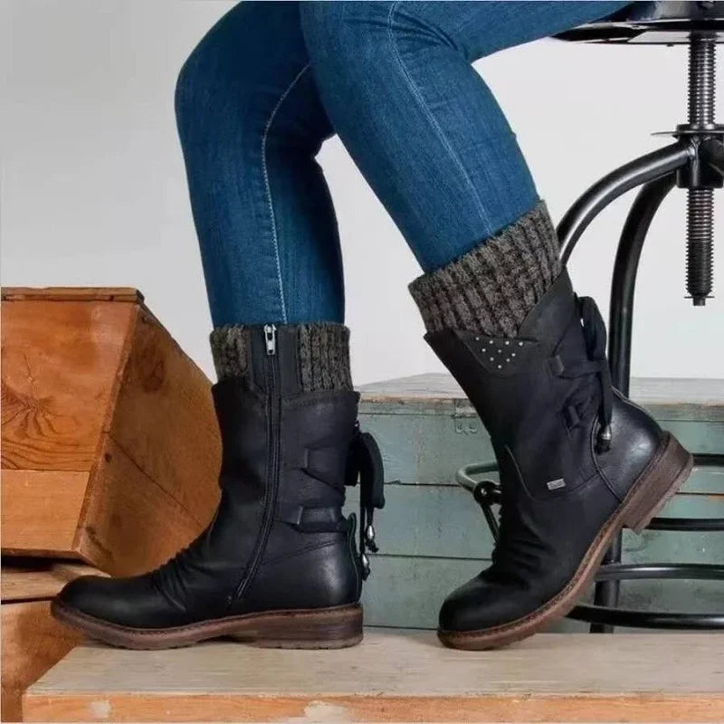 NOUVEAU RICHE Winterschuhe Damen Warm Gefüttert Rutschfeste Sohle Größe 38 Schwarz
