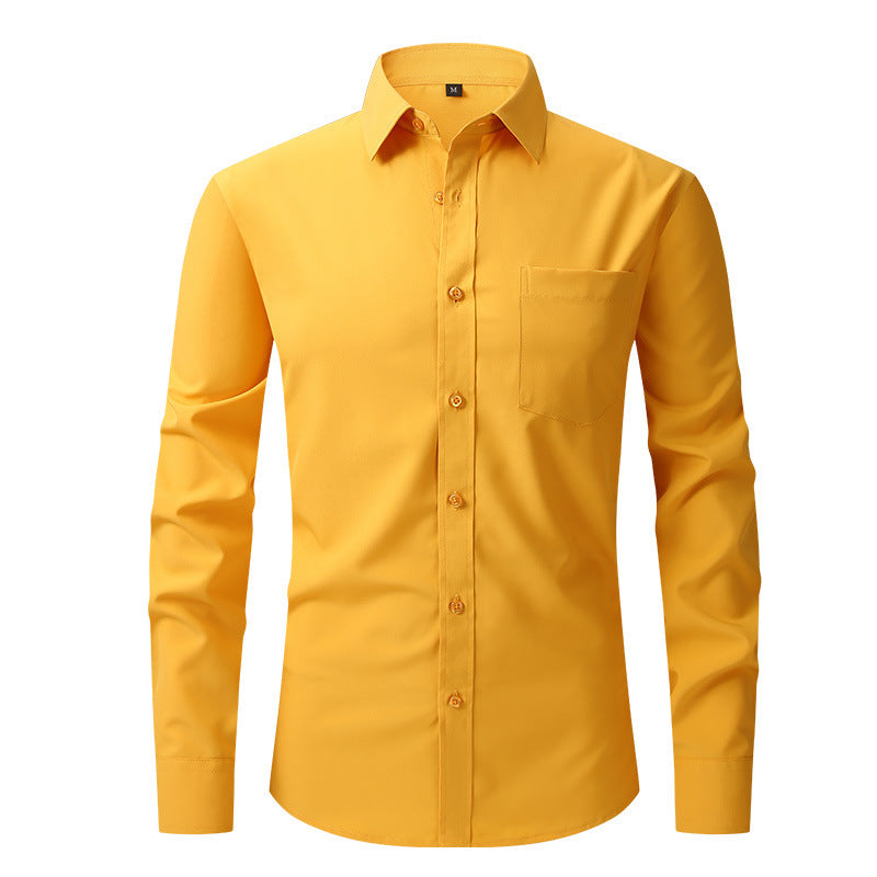 NOUVEAU RICHE Sommerhemd Leichtes Langarm Modern Fit Herren Hellblau W711 Ingwer Gelb