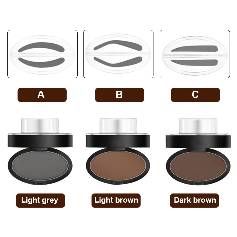 NOUVEAU RICHE Augenbrauen-Stempelset mit Puder – Wasserfester Brow Stamp, natürliches Finish, 3 Formen, Grau oder Hellbraun Hellbraun Gerade Form (C)