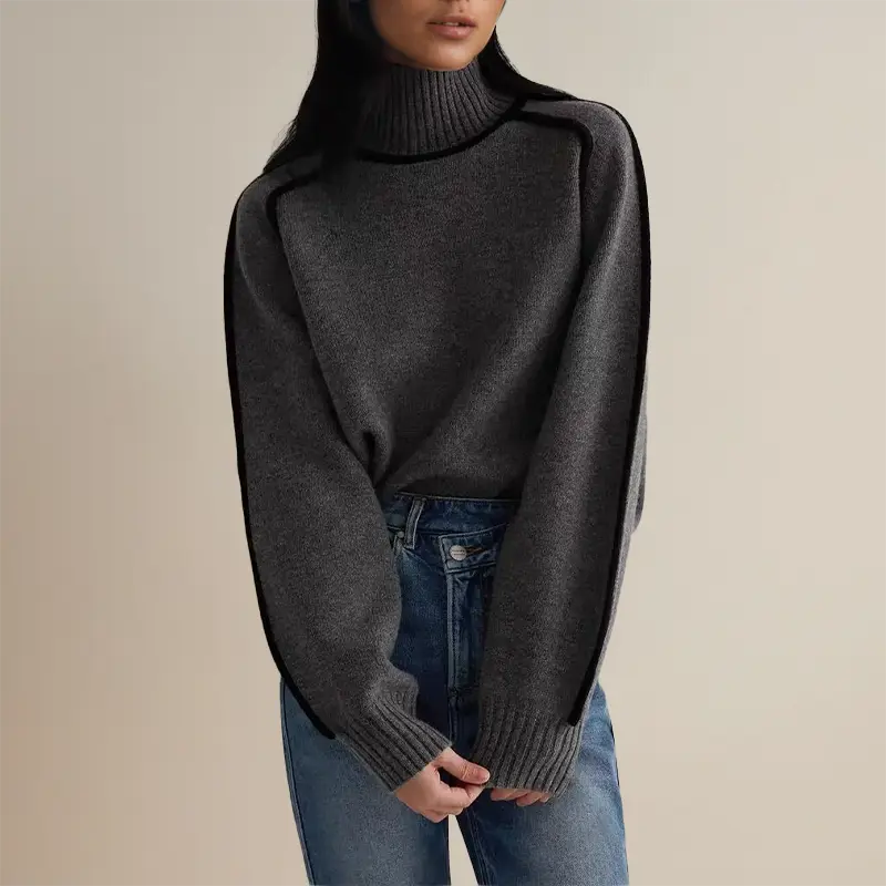 NOUVEAU RICHE Damen Rollkragenpullover Old Money Stil Klassisch - Pullover