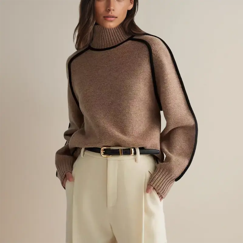 NOUVEAU RICHE Damen Rollkragenpullover Old Money Stil Klassisch - Pullover
