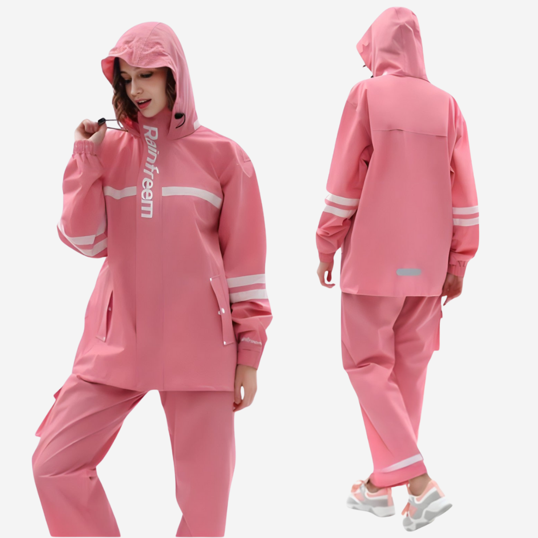 NOUVEAU RICHE Damen Regenanzug – Wasserdichte, leichte & atmungsaktive Regenjacke mit Regenhose, 3 Farben, S–4XL – Zahara