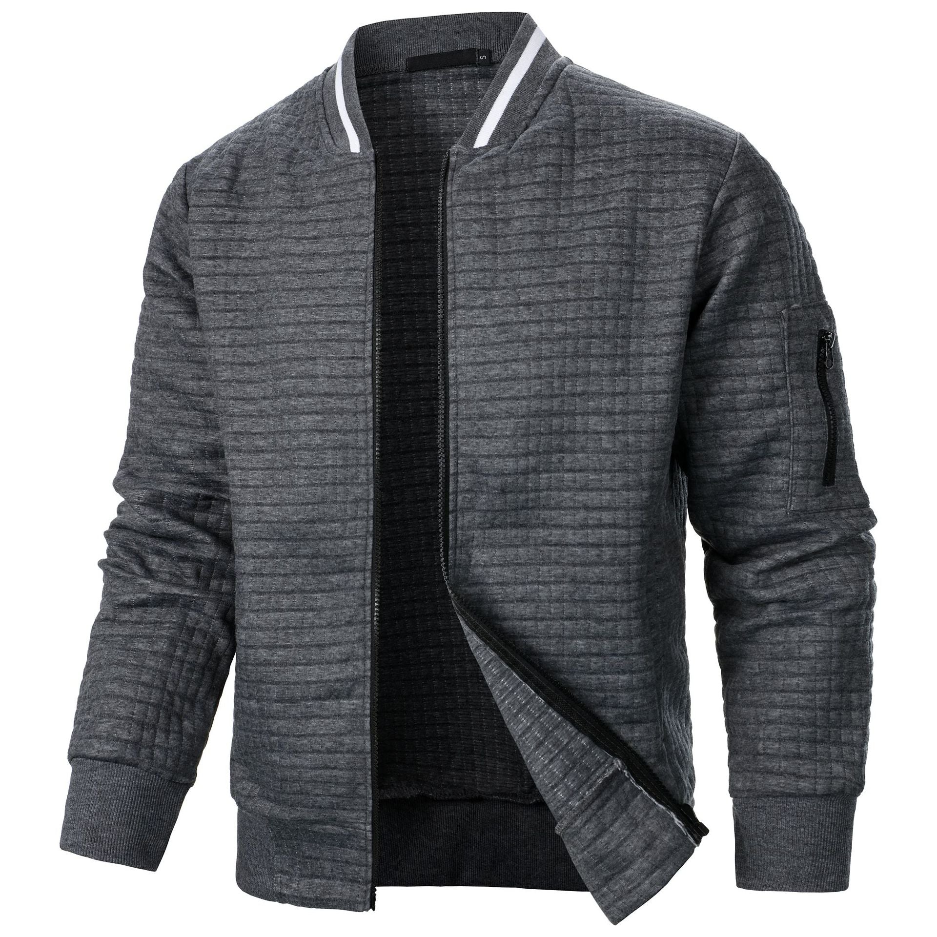 NOUVEAU RICHE Bequemer und warmer Herren Pullover mit Reißverschluss Grau