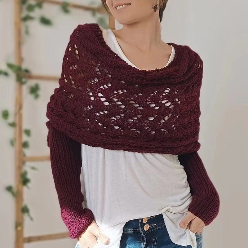 NOUVEAU RICHE Damen Strickschal Bequemer Stil Kuschelige Strickqualität Dunkelrot