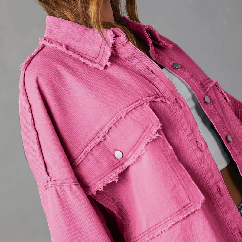 Weite Jeansjacke Aus Baumwolle Vibrant Denim-Jacke Design