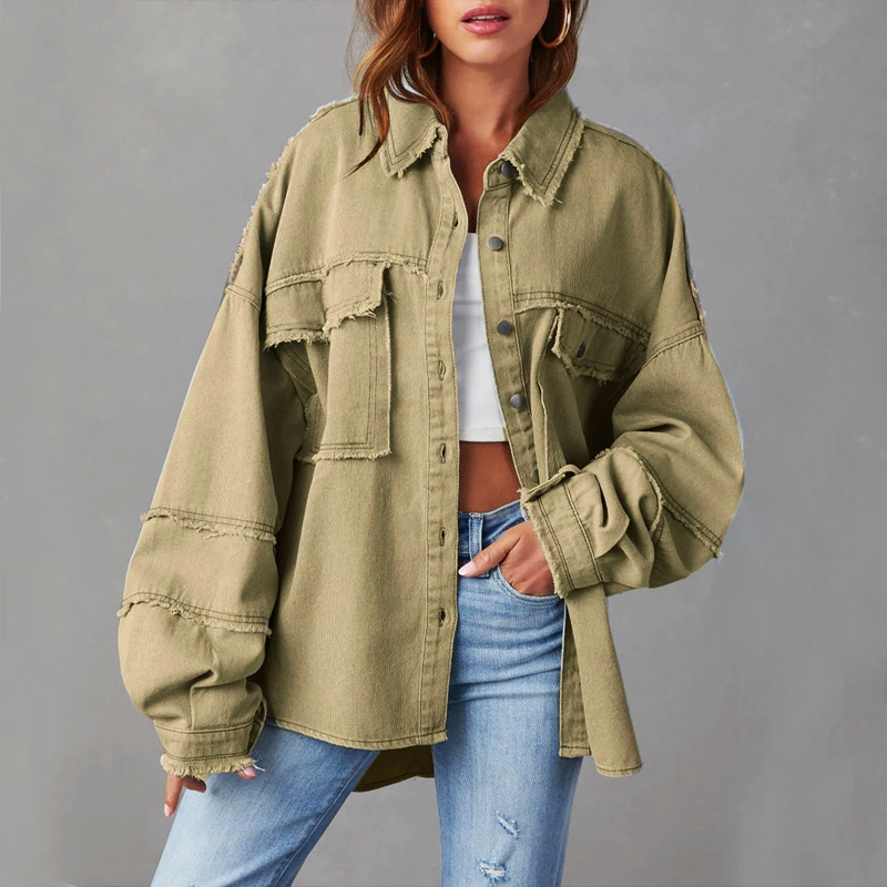 Weite Jeansjacke Aus Baumwolle Vibrant Denim-Jacke Design