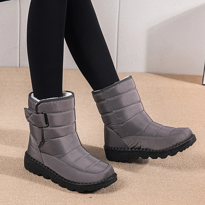 NOUVEAU RICHE Winterstiefel Mit Plüschfutter Dicke Wärme Alltagsstil Grau