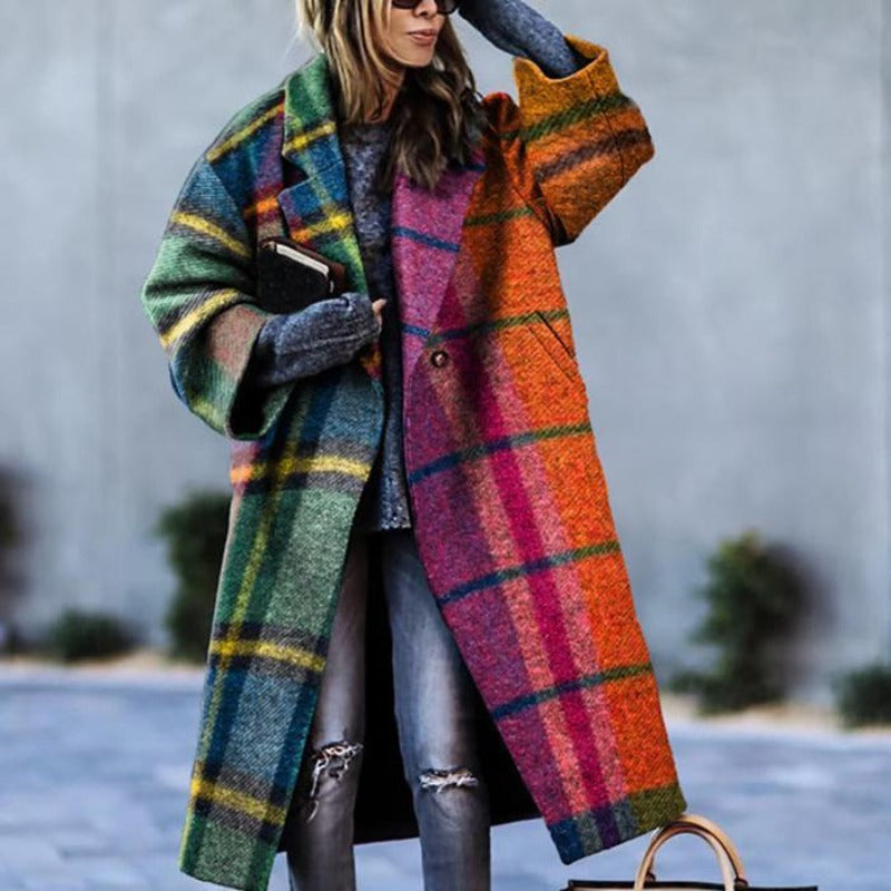 NOUVEAU RICHE Damen Herbstmantel Lang Warm Lässig Stilvoll Gefüttert Orange
